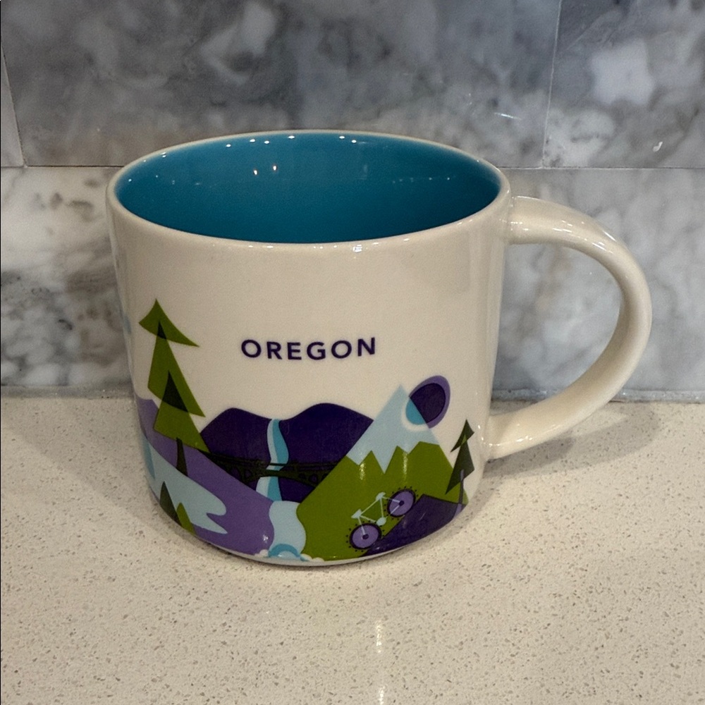 Starbucks Oregon Mug with Blue Interior You are Here Collection